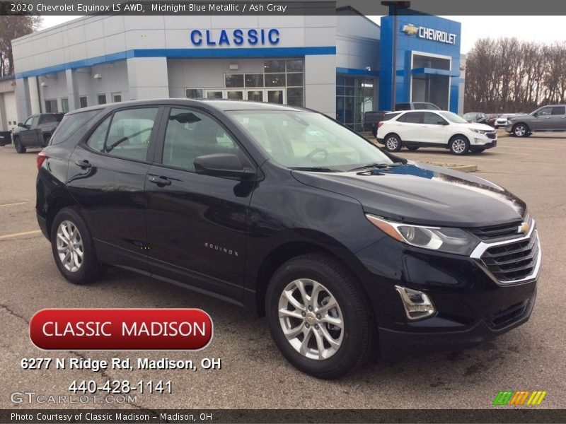 Midnight Blue Metallic / Ash Gray 2020 Chevrolet Equinox LS AWD