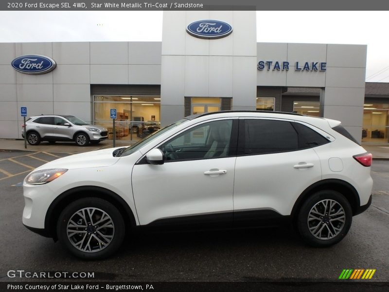 Star White Metallic Tri-Coat / Sandstone 2020 Ford Escape SEL 4WD