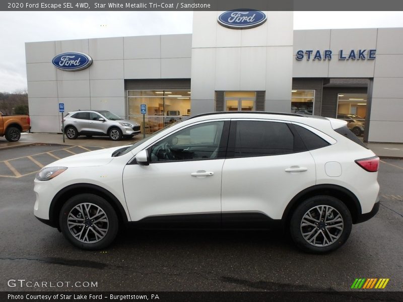 Star White Metallic Tri-Coat / Sandstone 2020 Ford Escape SEL 4WD