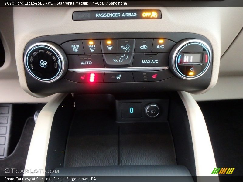 Star White Metallic Tri-Coat / Sandstone 2020 Ford Escape SEL 4WD