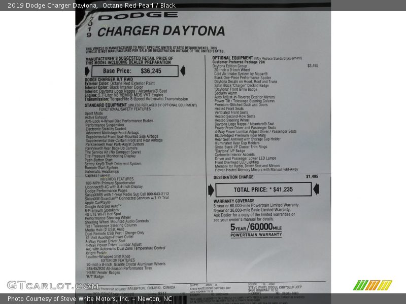 Octane Red Pearl / Black 2019 Dodge Charger Daytona