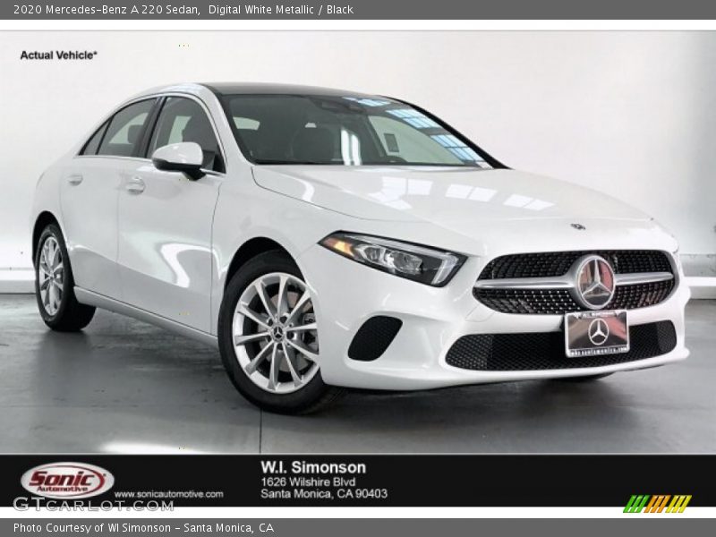 Digital White Metallic / Black 2020 Mercedes-Benz A 220 Sedan