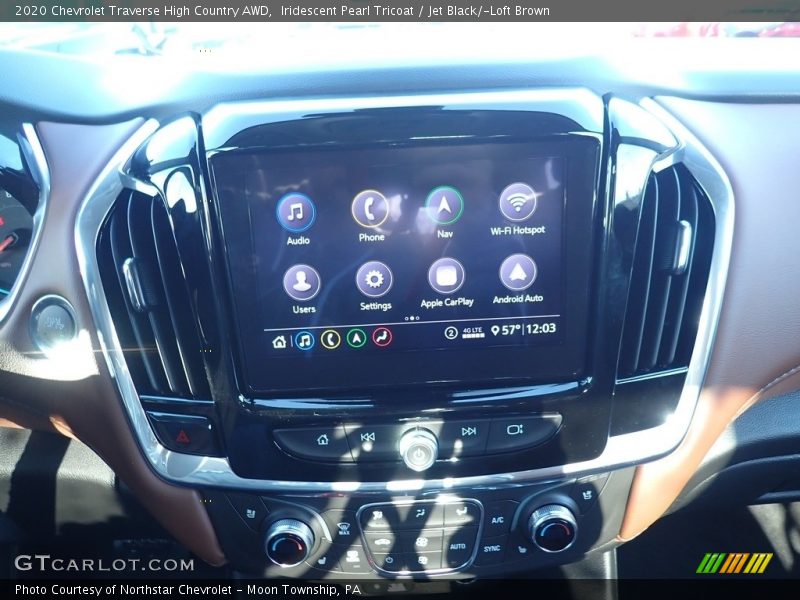Iridescent Pearl Tricoat / Jet Black/­Loft Brown 2020 Chevrolet Traverse High Country AWD
