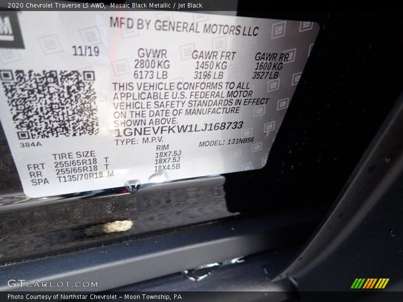 Mosaic Black Metallic / Jet Black 2020 Chevrolet Traverse LS AWD