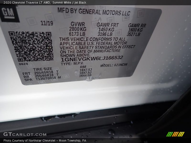 Summit White / Jet Black 2020 Chevrolet Traverse LT AWD
