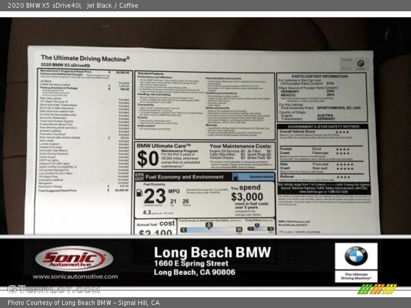 Jet Black / Coffee 2020 BMW X5 sDrive40i