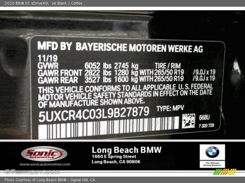 Jet Black / Coffee 2020 BMW X5 sDrive40i