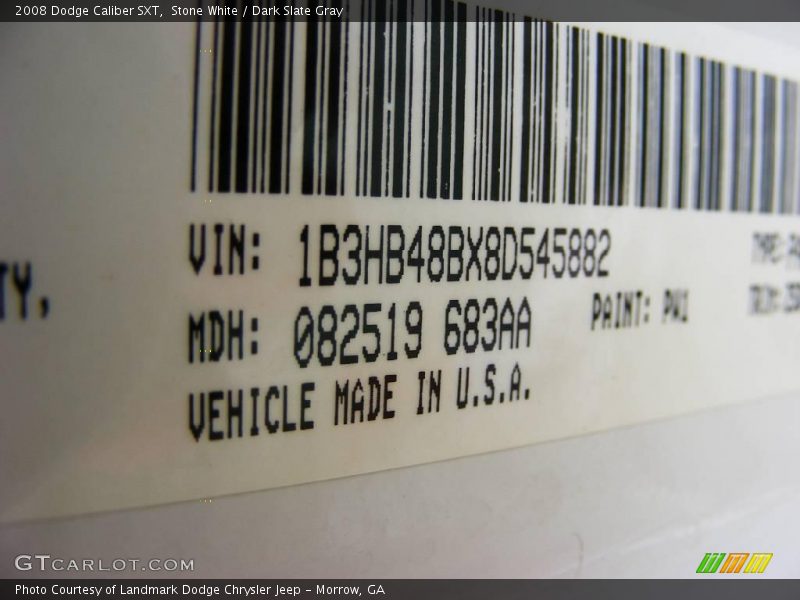 Stone White / Dark Slate Gray 2008 Dodge Caliber SXT
