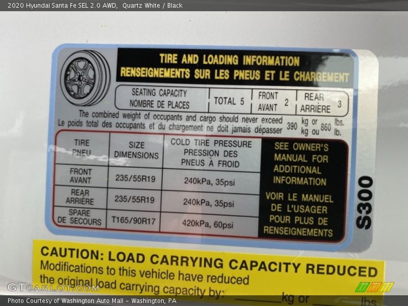 Quartz White / Black 2020 Hyundai Santa Fe SEL 2.0 AWD