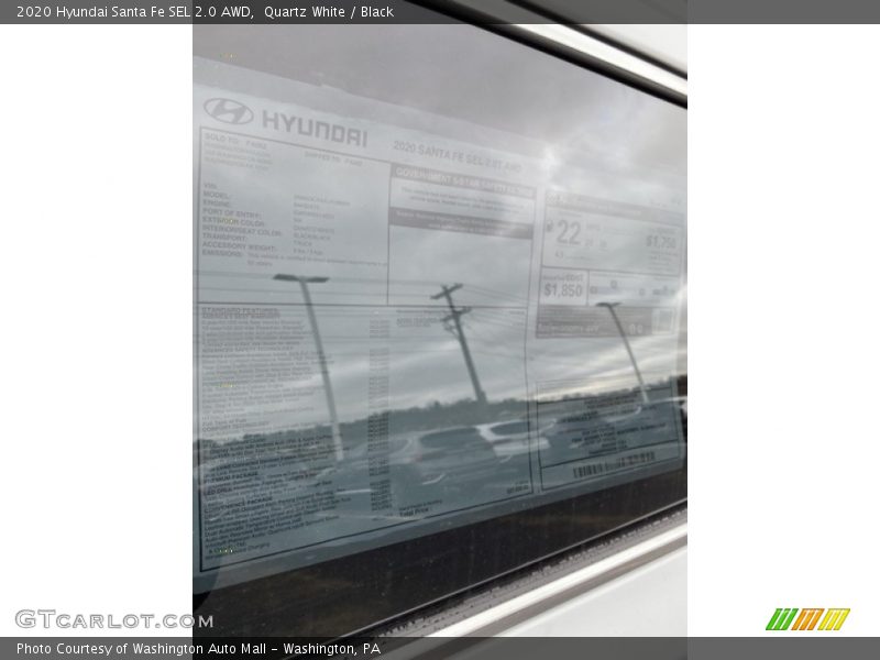 Quartz White / Black 2020 Hyundai Santa Fe SEL 2.0 AWD
