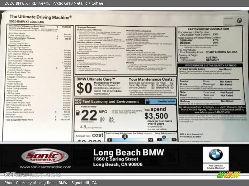 Arctic Grey Metallic / Coffee 2020 BMW X7 xDrive40i