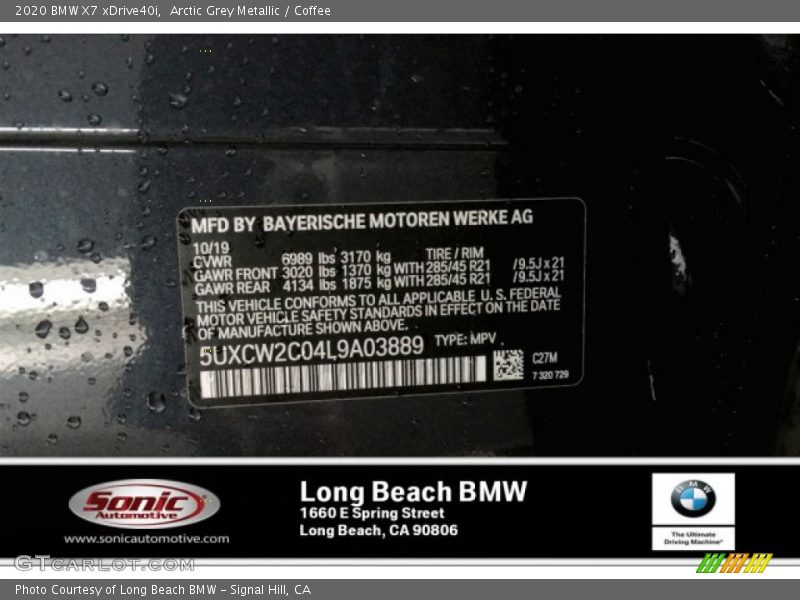 Arctic Grey Metallic / Coffee 2020 BMW X7 xDrive40i
