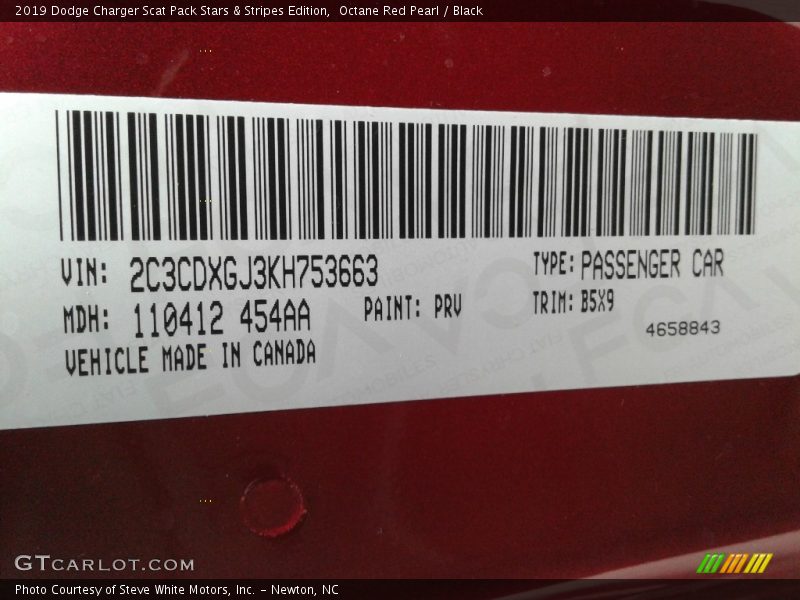 2019 Charger Scat Pack Stars & Stripes Edition Octane Red Pearl Color Code PRV