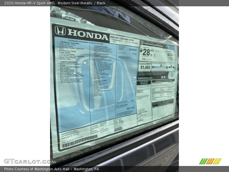Modern Steel Metallic / Black 2020 Honda HR-V Sport AWD