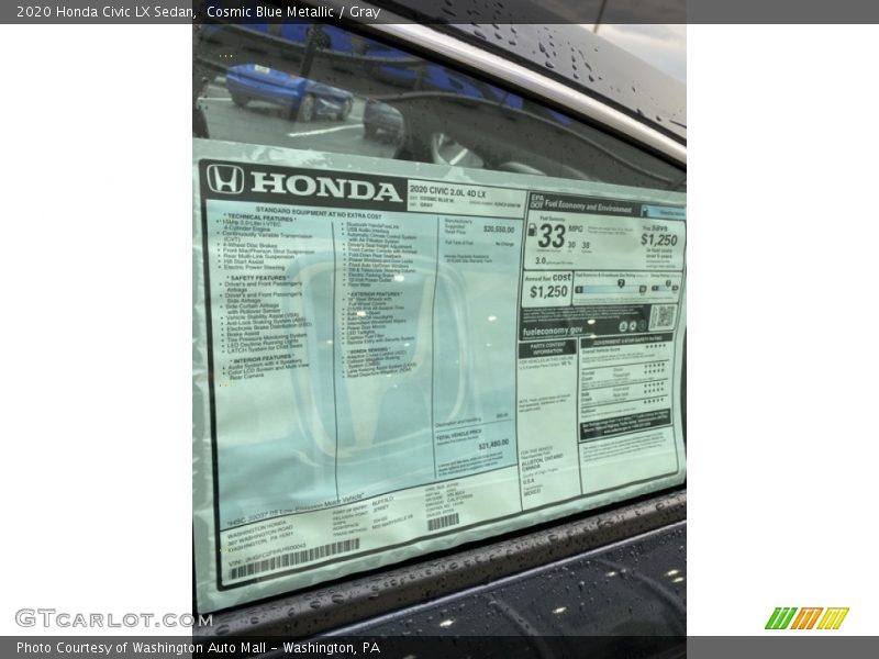  2020 Civic LX Sedan Window Sticker