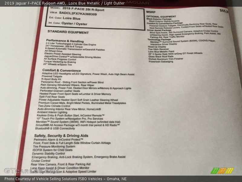 Loire Blue Metallic / Light Oyster 2019 Jaguar F-PACE R-Sport AWD