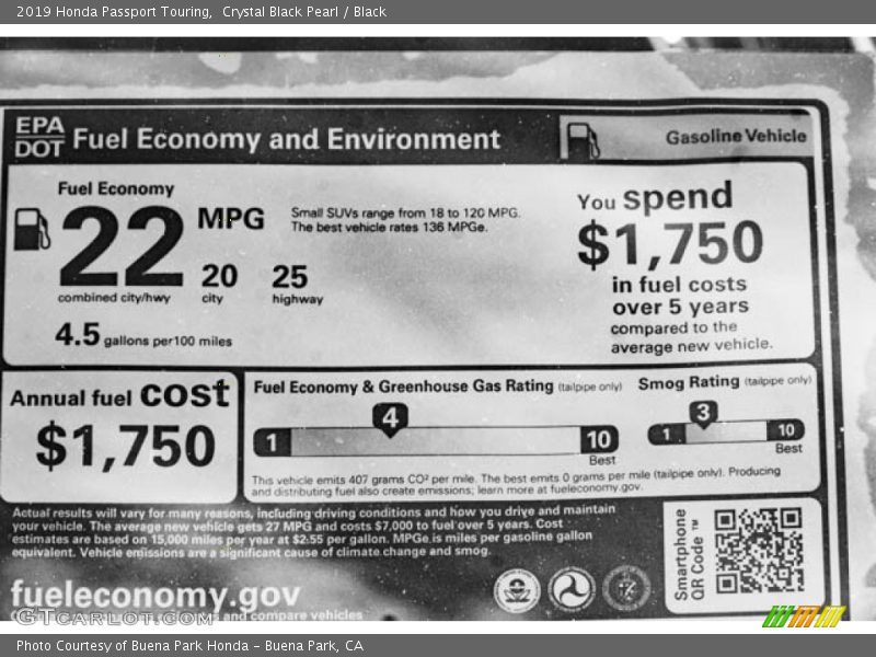 Crystal Black Pearl / Black 2019 Honda Passport Touring