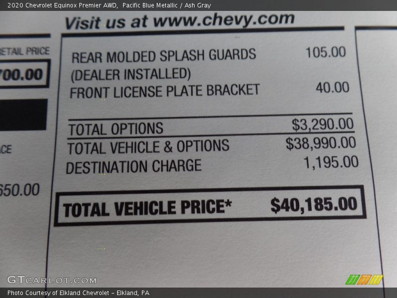  2020 Equinox Premier AWD Window Sticker