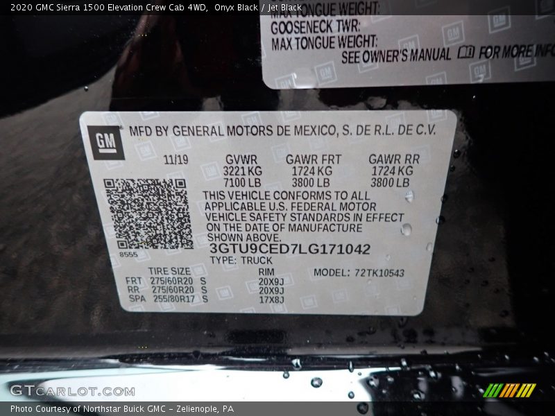Onyx Black / Jet Black 2020 GMC Sierra 1500 Elevation Crew Cab 4WD