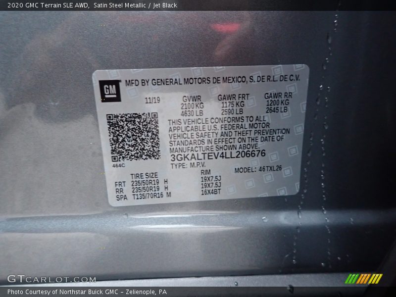 Satin Steel Metallic / Jet Black 2020 GMC Terrain SLE AWD