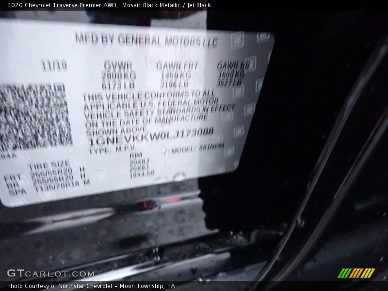 Mosaic Black Metallic / Jet Black 2020 Chevrolet Traverse Premier AWD