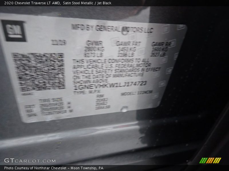 Satin Steel Metallic / Jet Black 2020 Chevrolet Traverse LT AWD
