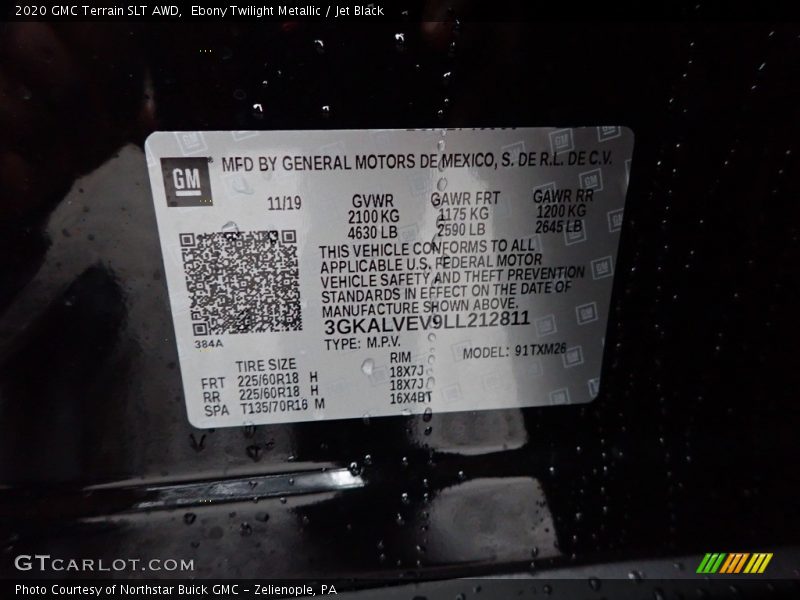 Ebony Twilight Metallic / Jet Black 2020 GMC Terrain SLT AWD