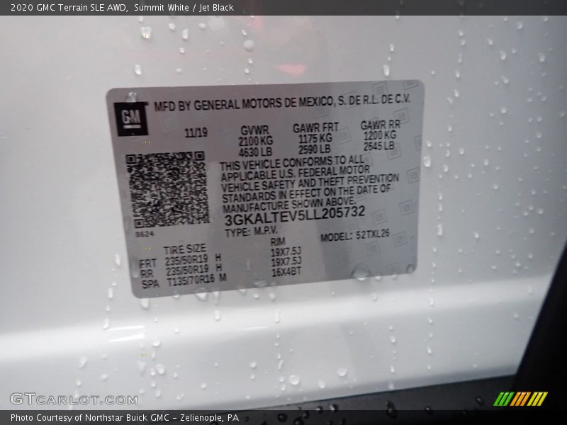 Summit White / Jet Black 2020 GMC Terrain SLE AWD