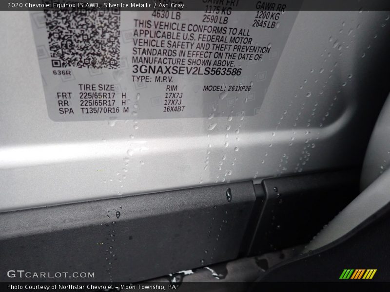 Silver Ice Metallic / Ash Gray 2020 Chevrolet Equinox LS AWD