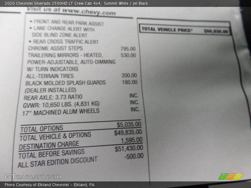 Summit White / Jet Black 2020 Chevrolet Silverado 2500HD LT Crew Cab 4x4