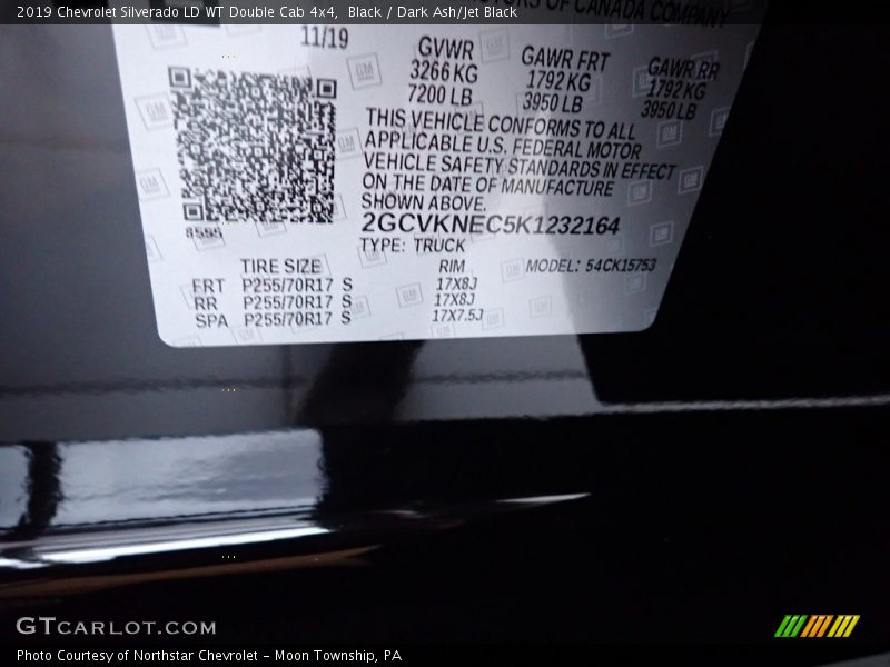Black / Dark Ash/Jet Black 2019 Chevrolet Silverado LD WT Double Cab 4x4