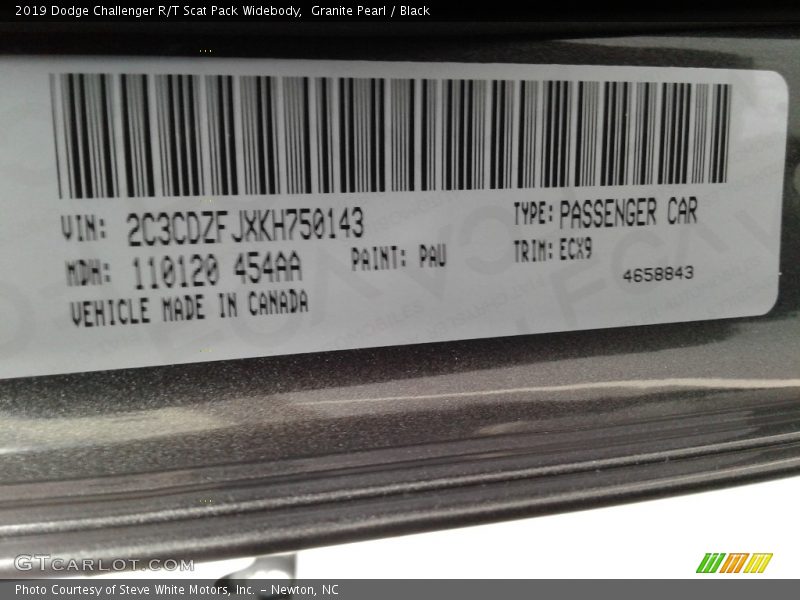 Granite Pearl / Black 2019 Dodge Challenger R/T Scat Pack Widebody