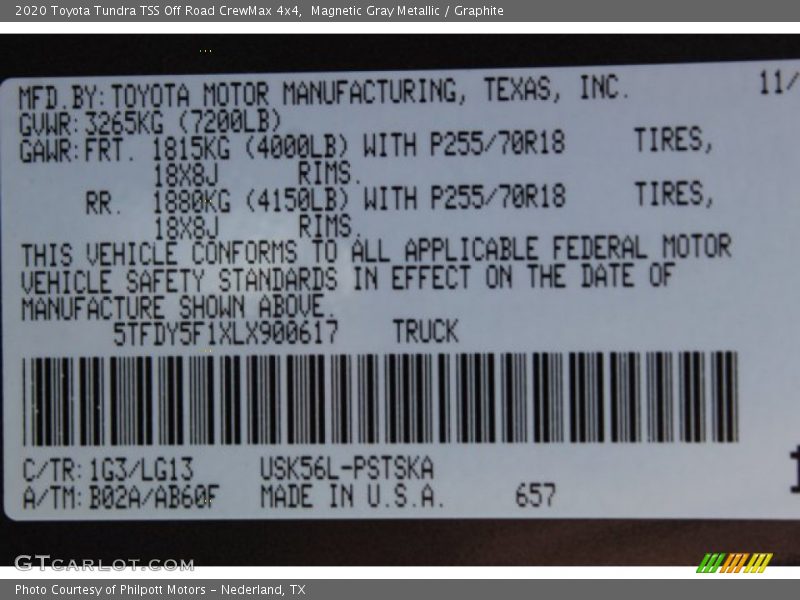 Magnetic Gray Metallic / Graphite 2020 Toyota Tundra TSS Off Road CrewMax 4x4