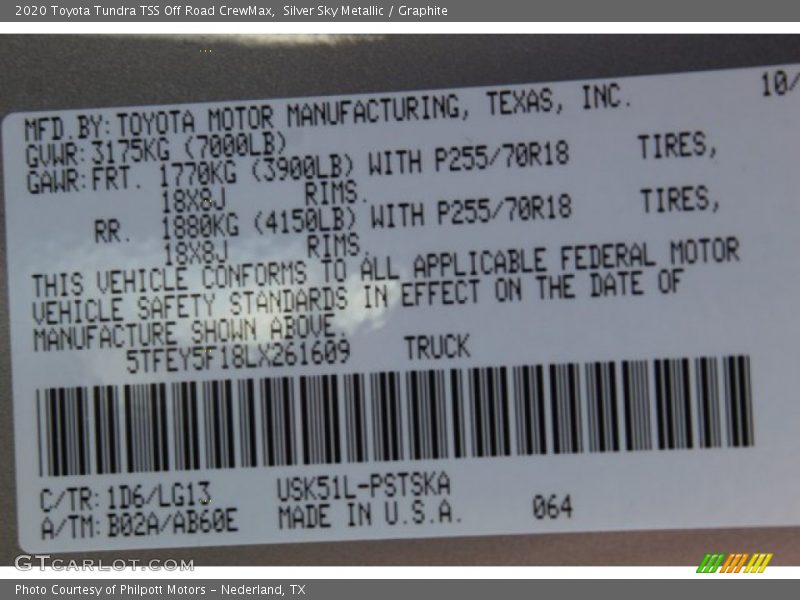 Silver Sky Metallic / Graphite 2020 Toyota Tundra TSS Off Road CrewMax