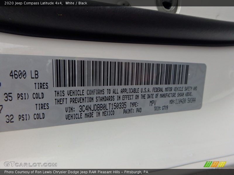 White / Black 2020 Jeep Compass Latitude 4x4