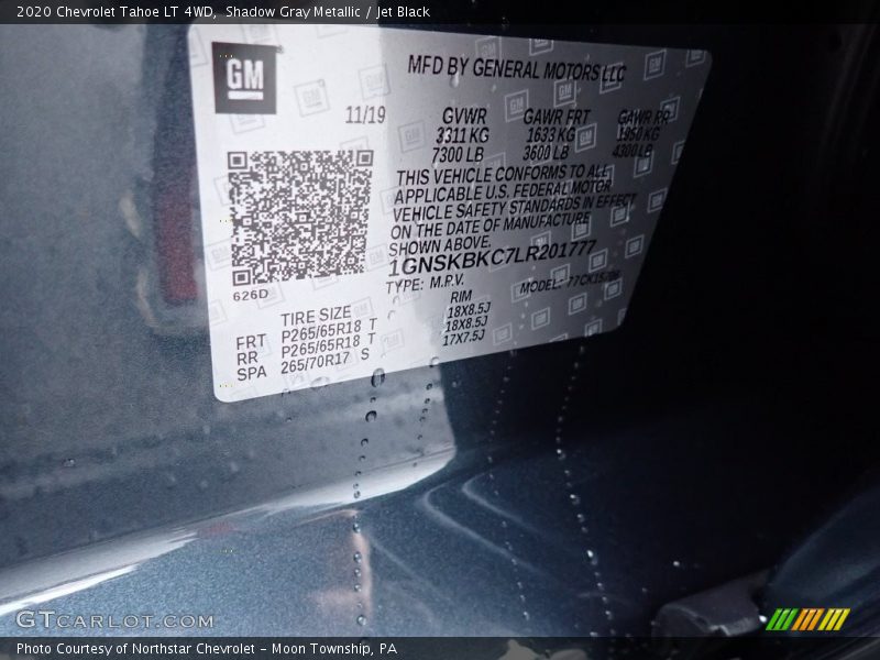 Shadow Gray Metallic / Jet Black 2020 Chevrolet Tahoe LT 4WD