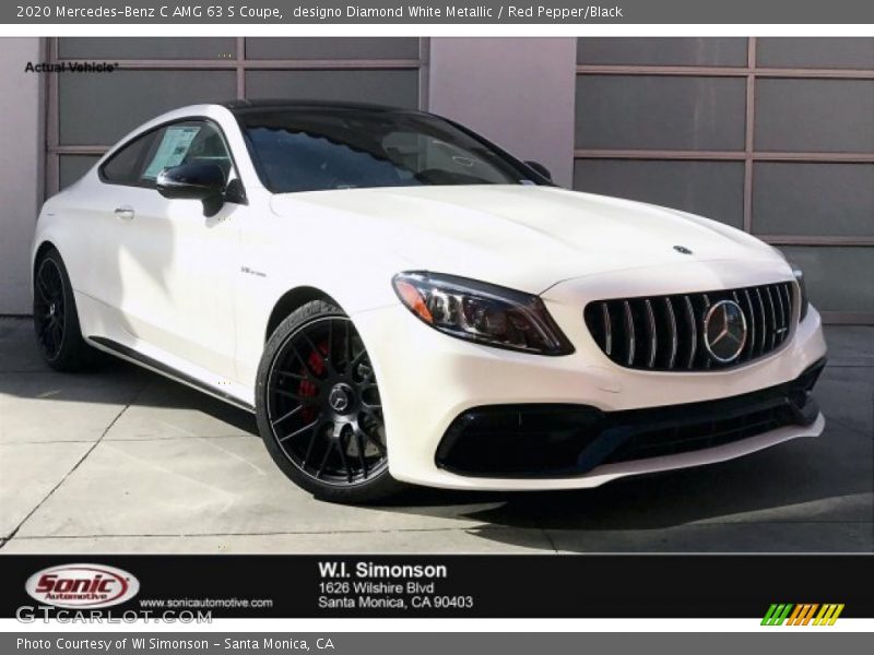 designo Diamond White Metallic / Red Pepper/Black 2020 Mercedes-Benz C AMG 63 S Coupe