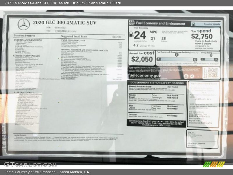 Iridium Silver Metallic / Black 2020 Mercedes-Benz GLC 300 4Matic