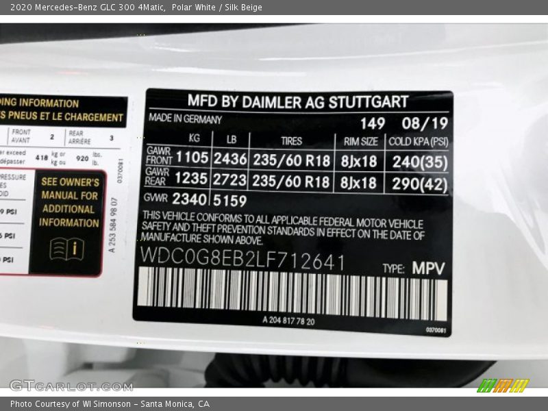Polar White / Silk Beige 2020 Mercedes-Benz GLC 300 4Matic