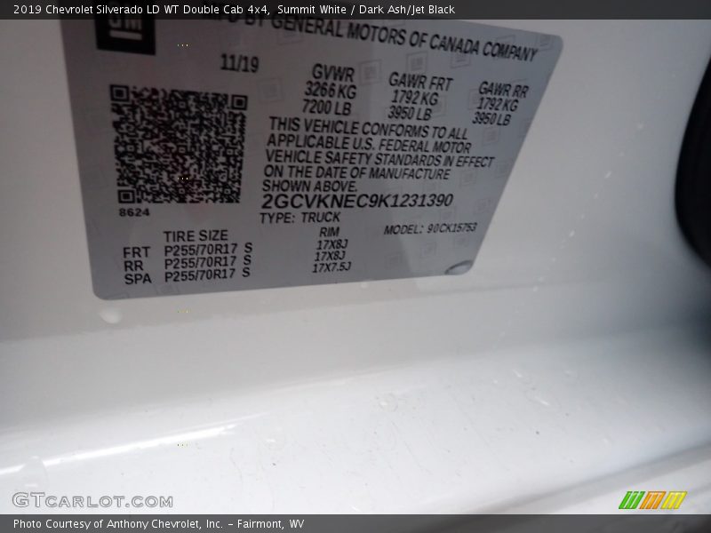 Summit White / Dark Ash/Jet Black 2019 Chevrolet Silverado LD WT Double Cab 4x4