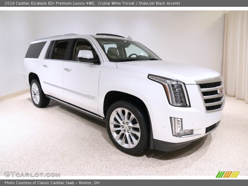Crystal White Tricoat / Shale/Jet Black Accents 2019 Cadillac Escalade ESV Premium Luxury 4WD