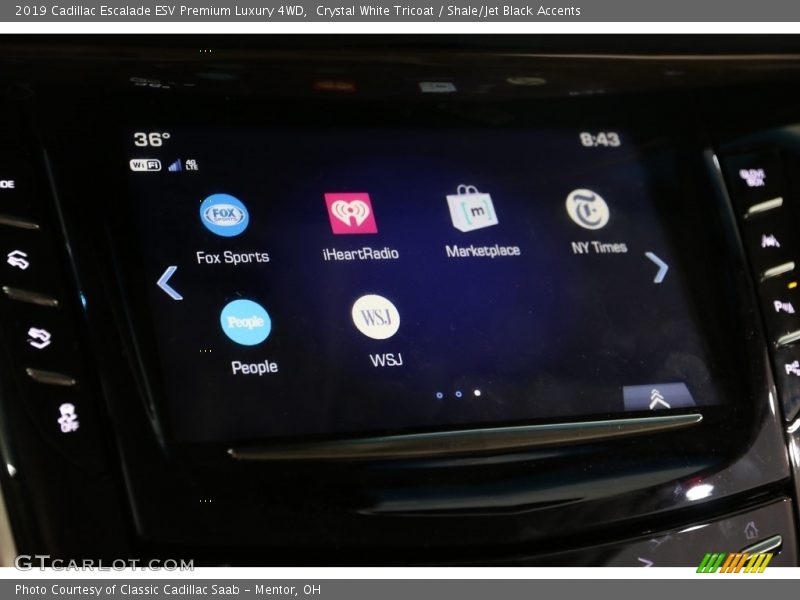 Crystal White Tricoat / Shale/Jet Black Accents 2019 Cadillac Escalade ESV Premium Luxury 4WD