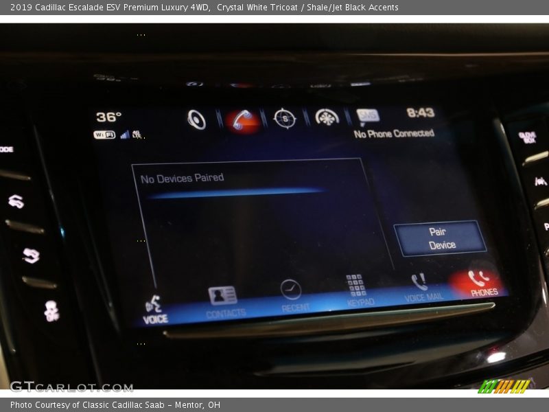 Crystal White Tricoat / Shale/Jet Black Accents 2019 Cadillac Escalade ESV Premium Luxury 4WD