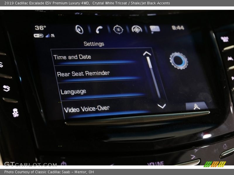 Crystal White Tricoat / Shale/Jet Black Accents 2019 Cadillac Escalade ESV Premium Luxury 4WD