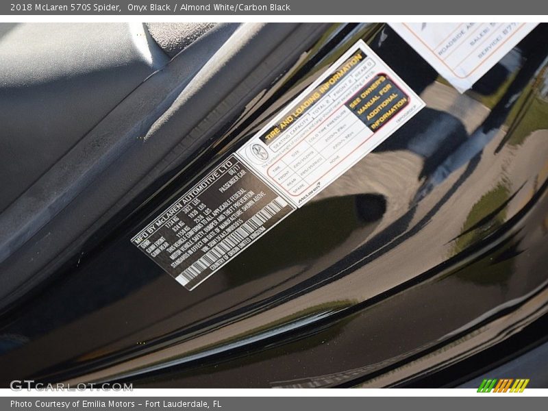 Info Tag of 2018 570S Spider