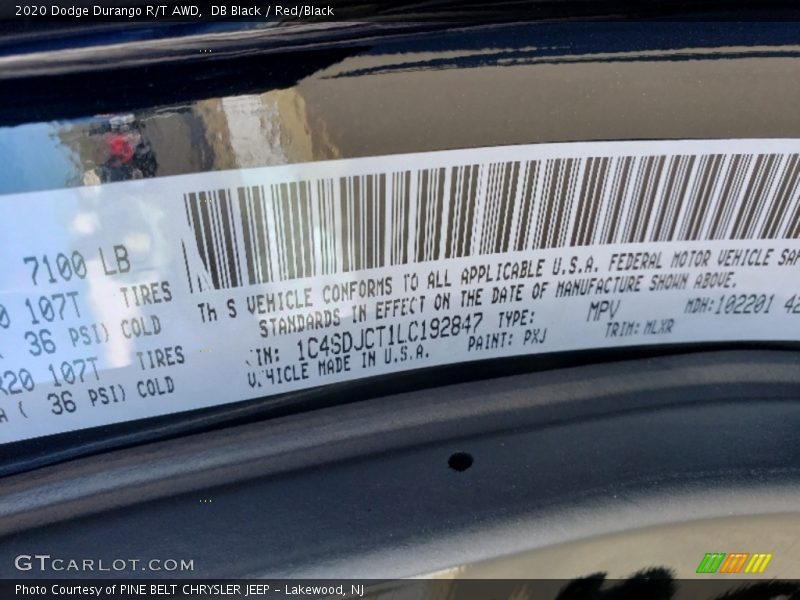 DB Black / Red/Black 2020 Dodge Durango R/T AWD