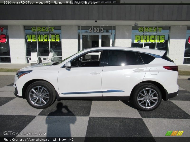 Platinum White Pearl / Espresso 2020 Acura RDX Technology AWD