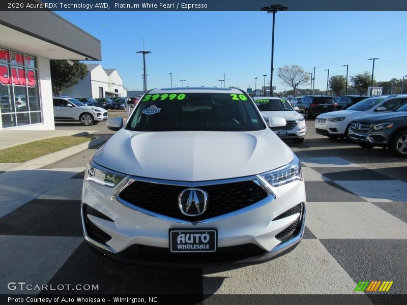 Platinum White Pearl / Espresso 2020 Acura RDX Technology AWD