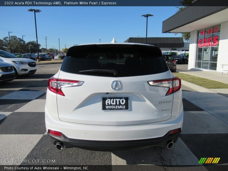 Platinum White Pearl / Espresso 2020 Acura RDX Technology AWD