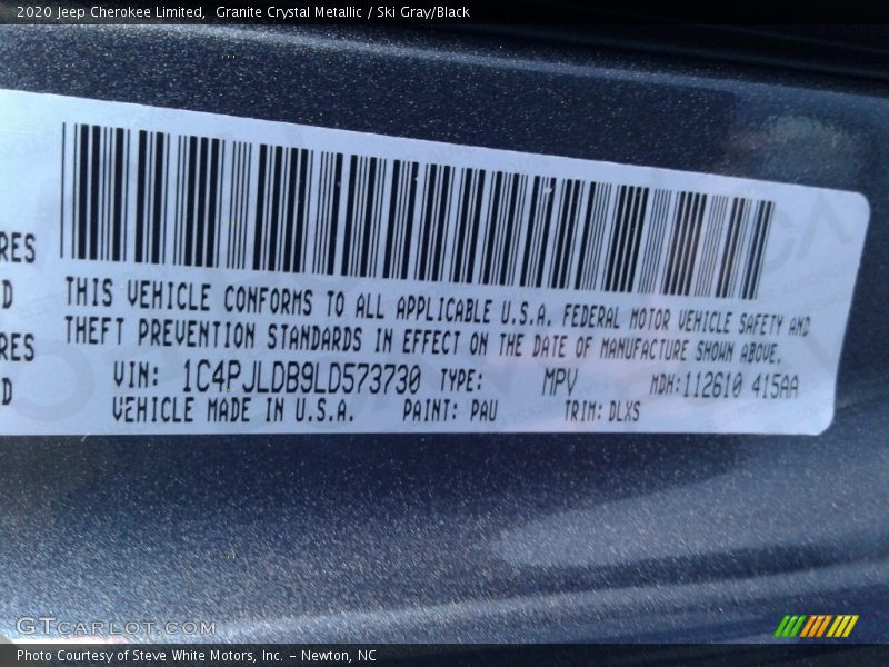 Granite Crystal Metallic / Ski Gray/Black 2020 Jeep Cherokee Limited